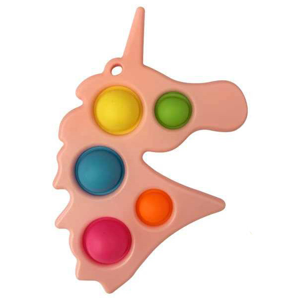 Simple Dimple Антистрес Іграшка Сімпл Дімпл - (Pop It - Поп Іт - Попіт - Popit) - Рожевий Єдиноріг з карабіном - 5 пупирок