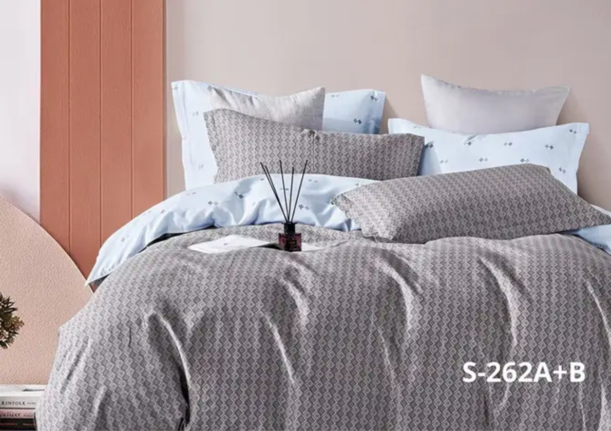 Постільна білизна бавовна сатин полуторна 150*220 (21402) Красива сатинова постільна білизна двоколірна, фото 1