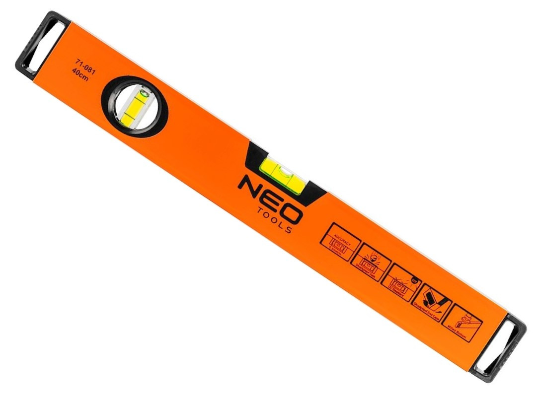 Фрезерований алюмінієвий рівень Neo Tools 2 капсули / 40 см Помаранчевий (71-081)
