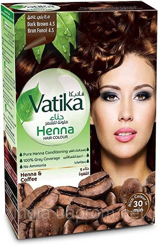 Фарба для волосся Дабур Ватіка Темно коричнева 6 пак по 10г., Фарба Dabur VATIKA Naturals Темно Коричнева для