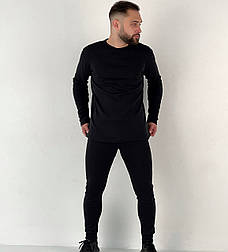 Термокомплект чоловіча термобілизна на флісі тепла зимова чорна. Живе фото (термо одяг, білизна термо)