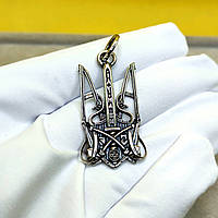 Кулон Герб України Тризуб зі срібла 925 проби чоловічий  | Підвіска Іду на ви