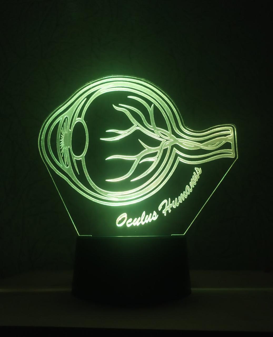 3d-світильник Око людини, 3д-нічник, кілька підсвіток (на батарейці), подарунок офтальмологу окулисту, фото 1