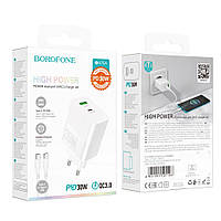 Сетевое Зарядное Устройство Borofone BA75A Powerfull PD+QC 30W Type-C to Type-C Цвет Белый