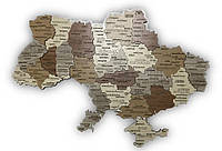 Деревянная карта Украины многослойная 3D настенная 50х35 см