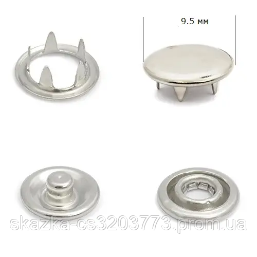 Кнопка BABY 9,5 мм закрита Нікель, 100 шт Кнопка BABY 9,5 мм закрита Нікель, 100 шт
