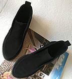 Loro Piana! Жіночі лофери туфлі підлозі черевики натуральна чорна замша Лора Піана, фото 8