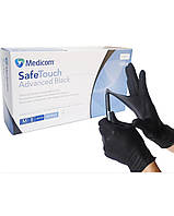 Прочные перчатки Medicom (Медиком)100шт 1187С, медицинские перчатки, чёрные нитриловые, плотные 5,5г Размер М