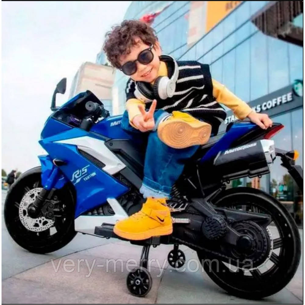Дитячий електромотоцикл Yamaha (синій колір, 45W, 12V9AH)