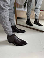 Ботинки мужские кожаные казаки деми черные или коричневые 0054БМ