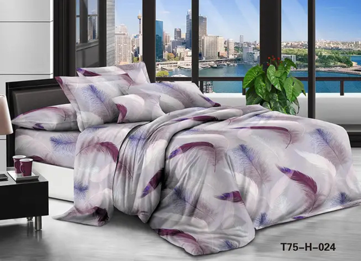 Євро комплект постільної білизни 200*220 Бязь Економ бавовна поліестер (21423) Красиві постільні комплекти, фото 1