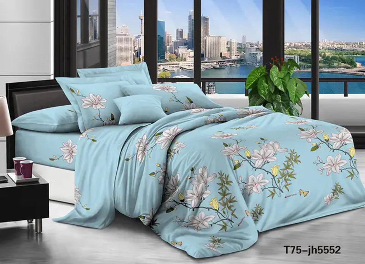 Постільний комплект двоспальний 180*220 Бязь Економ бавовна поліестер (21421) Сучасна постільна білизна, фото 1