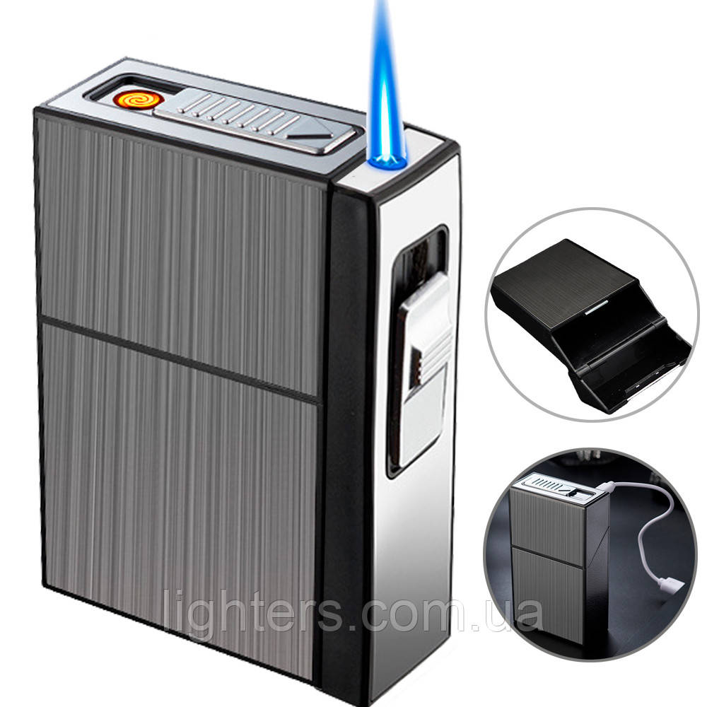 Запальничка usb + турбо з футляром у подарунковому пакованні US-620, фото 1