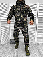 Тактический осенний костюм Soft Shell уникальный рисунок Комплект куртка штаны софтшел камуфляж на флисе