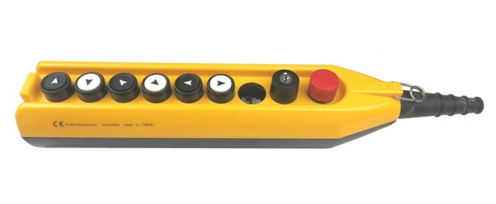 PV9E30B222AC20 Крановый пульт управления 9-кнопочный, (6 кноп.+ кнопка с ключом авар.стоп d=30mm) 1 скорость - фото 2 - id-p52117092