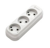 Колодка б/з 3 входи для подовжувача, Makel без заземлення, колодка 3 гнізда, на три розетки