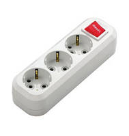 Колодка c/з 3 входи з вимикачем, для подовжувача, Makel із заземленням, колодка 3 гнізда, на три розетки