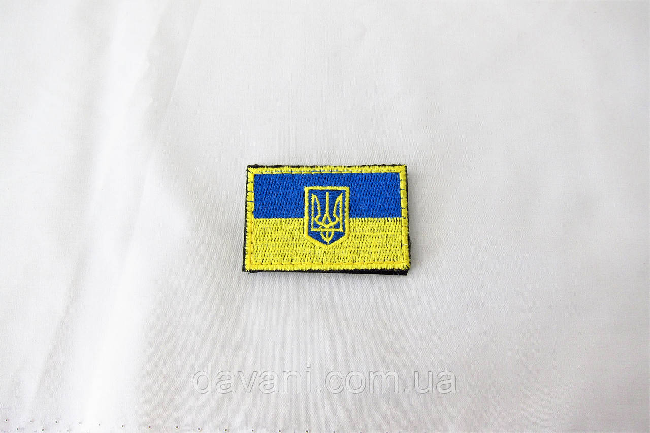 Шеврон, патч, нашивка прапор України жовто-блакитний 6х4см