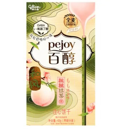Печиво Glico Pocky Pejoy Peach & Matcha Flavour Cookie Stick 42g, фото 1