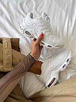 Женские кроссовки Nike Air Max Tn Plus White (белые) светлые спортивные кроссы весна/лето/осень 2705
