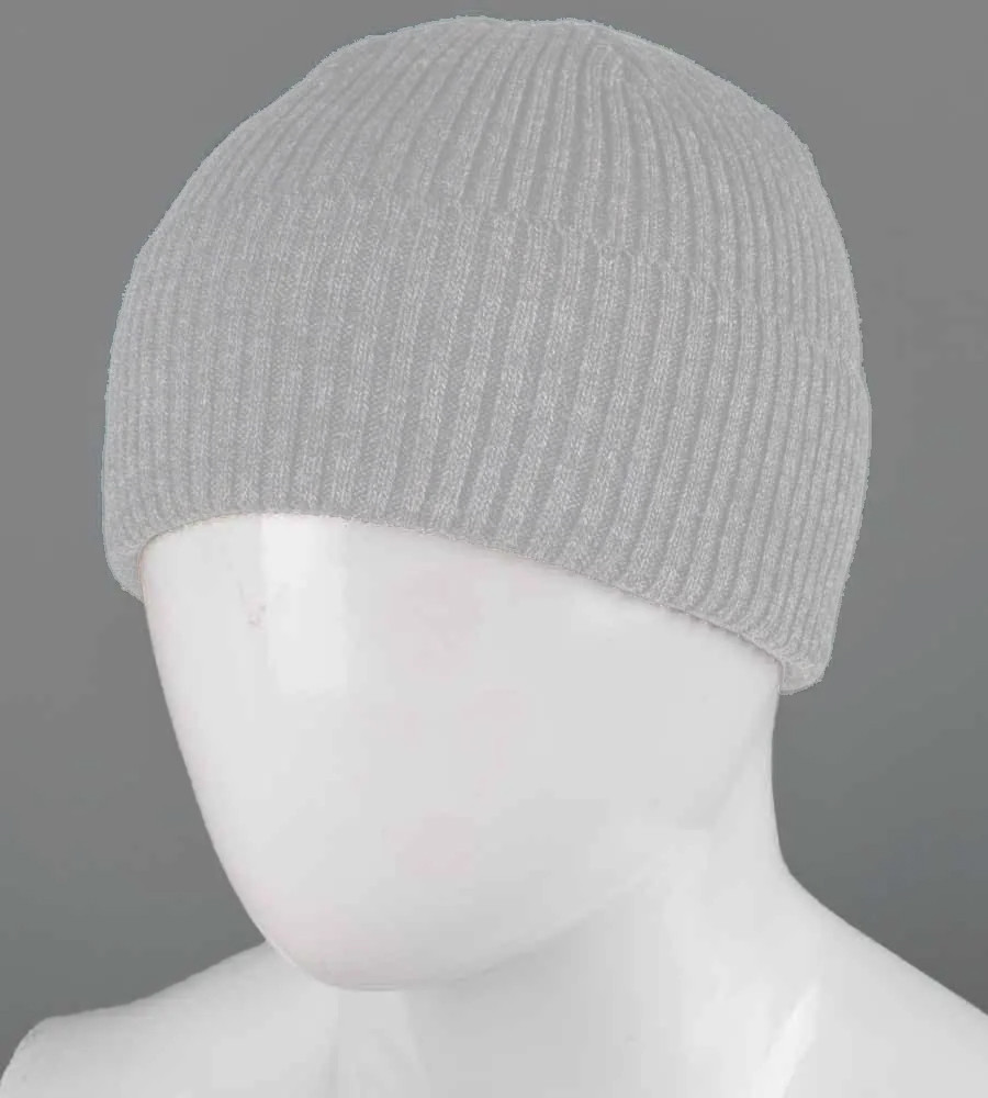 Вязаная шапка без подкладки с отворотом (231031), Серый Меланж - фото 1 - id-p1935757776