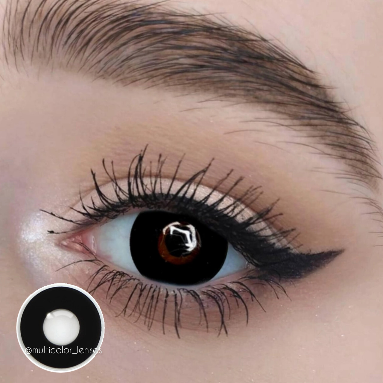 Кольорові контактні чорні лінзи Lermoo Black Eye 14 mm