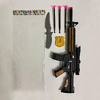Автомат арт. 233-7 (216шт/2) 3 стрелы на присоске, нож, значок, пакет 50см
