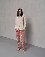 Пижама женская со штанами без манжета в двох цветах размер S, M, L, XL