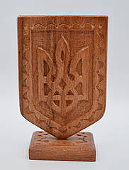 Герб України дерев'яний на підставці коричневий 14.5*9см