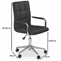 Черный стул на колесиках экокожа Gonzo 2 с регулировкой высоты для офиса