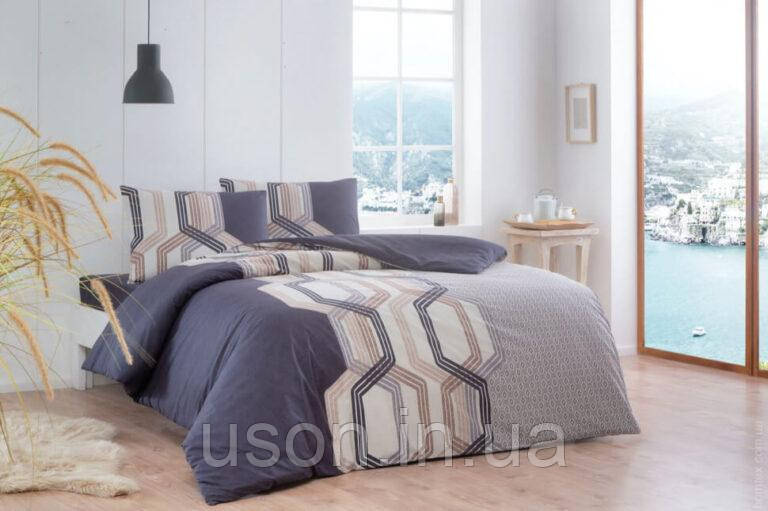 Комплект постільної білизни Tac ранфорс євро розмір Vesper Coffee, фото 1