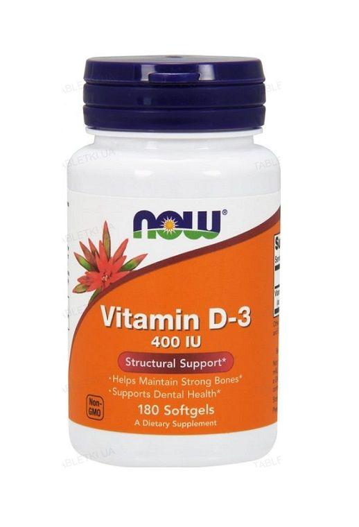 NOW Vitamin D-3 / ВИТАМИН D-3 400 МО в м'яких капсулах №180