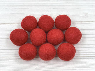Кульки з вовни 2,5 см - колір №36 Червоний