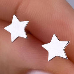 Срібні сережки-пусети родовані без каменів в формі зірочок (0,7 см) РН-013
