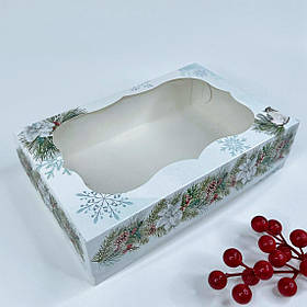 Коробка для зефіру, 230*150*60 мм, с окном, "Святкова гілочка"