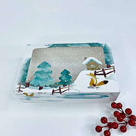 Коробка для зефіру, 230*150*60 мм, с окном, "Зимова казка"