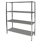 Стелаж виробничий з нержавіючої сталі на 4 полиць, глибина 400, для ресторана пекарні магазина, фото 4