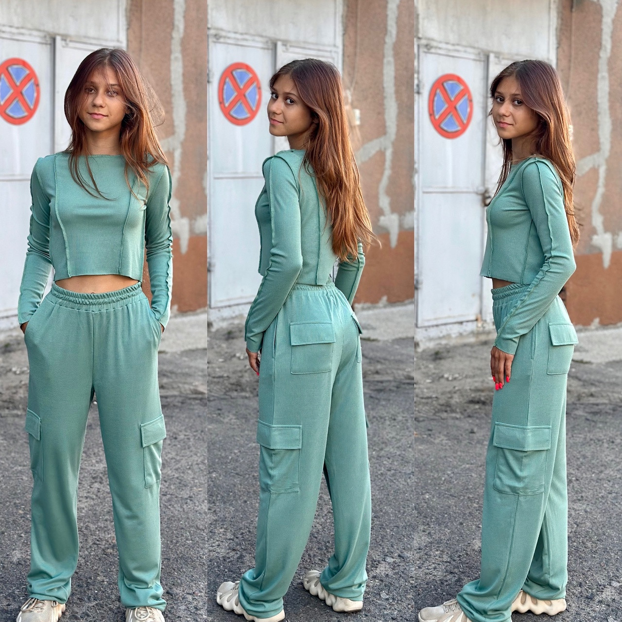 Костюм для дівчинки рубчик топ+карго Кріс| на ріст 134-160р.