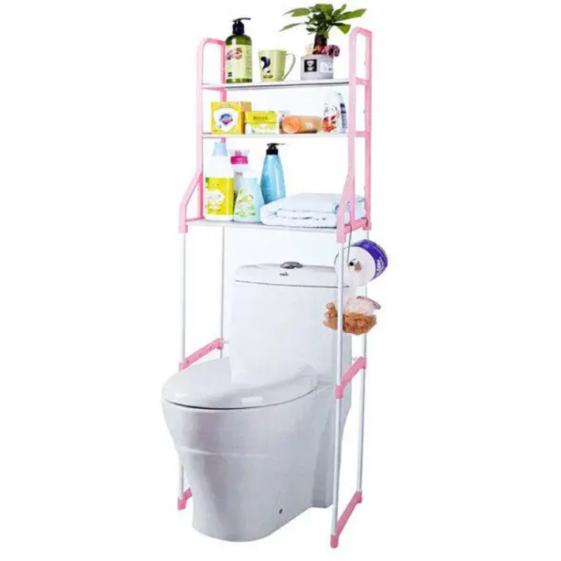 Полиця-стелаж над туалетом Пластик Рожева та Синя | Полиця у ванну | Органайзер для ванної, фото 1