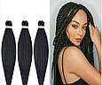Канекалон Easy Braid однотонний чорний Довжина 65 см Вага 90 грам Низькотемпературний 100-150°С 1#EZ, фото 7