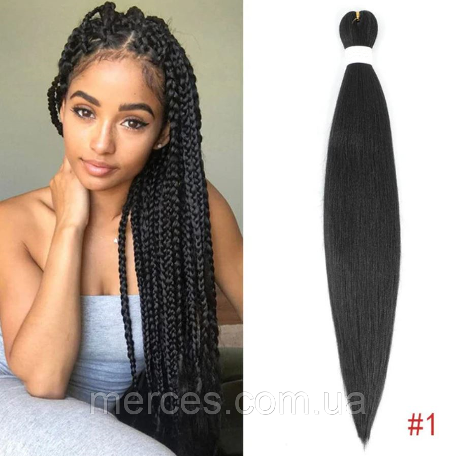 Канекалон Easy Braid однотонний чорний Довжина 65 см Вага 90 грам Низькотемпературний 100-150°С 1#EZ