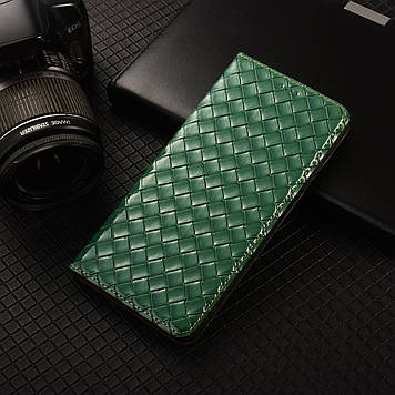 Чохол для Samsung J7 (2015) J700 з натуральної шкіри протиударний магнітний книжка з підставкою "VENETTA" Зелений