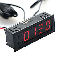 Часы термометр +термометр +вольтметр и выносным датчиком. червоний