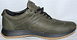Кросівки шкіряні чоловічі оливкові від виробника модель АП23-126, фото 2