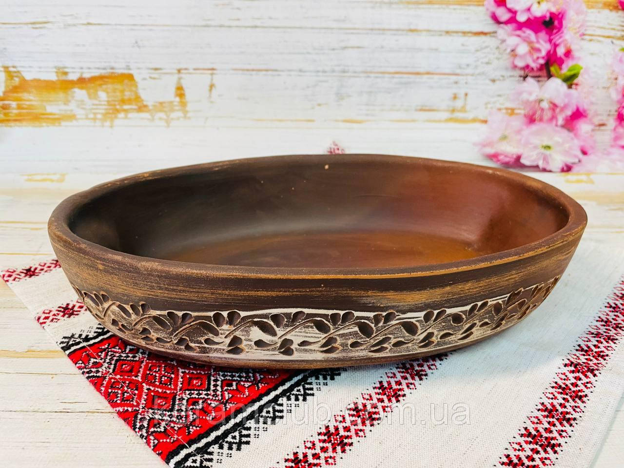 Овальна глиняна форма КерамКлуб під холодець 1 л ангоб, фото 1