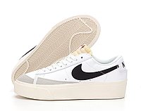 Кроссовки женские Nike Blazer Low Platform белые, Найк Блейзер кожаные, код KD-14443