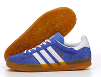 Кроссовки мужские Adidas Gazelle Indoor синие, Адидас Газель замшевые, код KD-14444