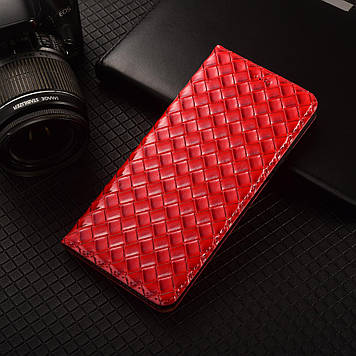 Чохол для Lenovo P2 з натуральної шкіри протиударний магнітний книжка з підставкою "VENETTA" Червоний