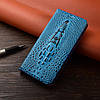 Чохол для Lenovo P2 з натуральної шкіри протиударний магнітний книжка з підставкою "CROCOHEAD" "Голова крокодила" — блакитний, фото 2