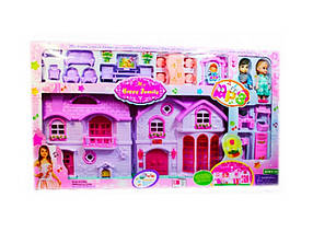 Будиночок з меблями та ляльками (CT 056), з музикою та світлом. Ігровий набір для дівчинки